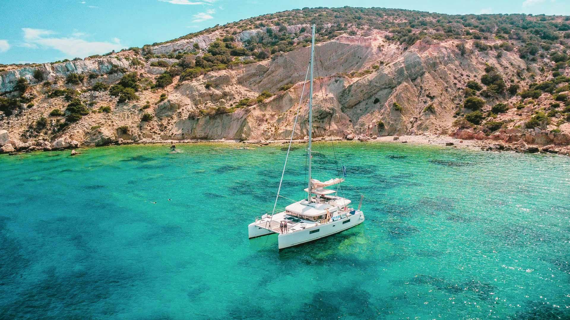 Yacht Getaways catamaran anchored in a beautiful bay